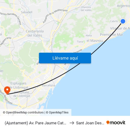 (Ajuntament) Av. Pare Jaume Català to Sant Joan Despí map