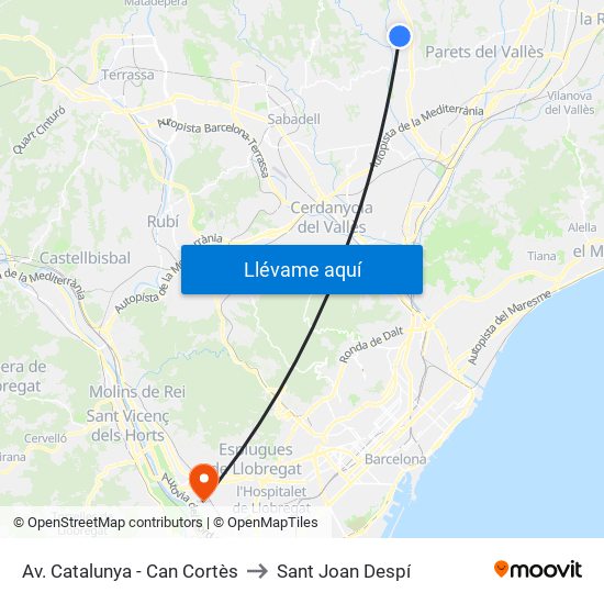 Av. Catalunya - Can Cortès to Sant Joan Despí map