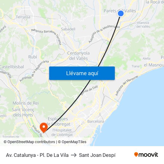 Av. Catalunya - Pl. De La Vila to Sant Joan Despí map