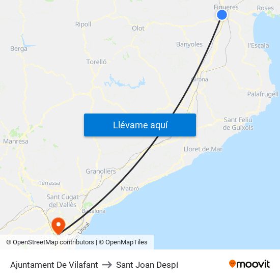 Ajuntament De Vilafant to Sant Joan Despí map
