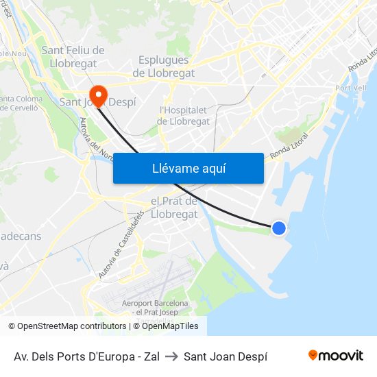 Av. Dels Ports D'Europa - Zal to Sant Joan Despí map