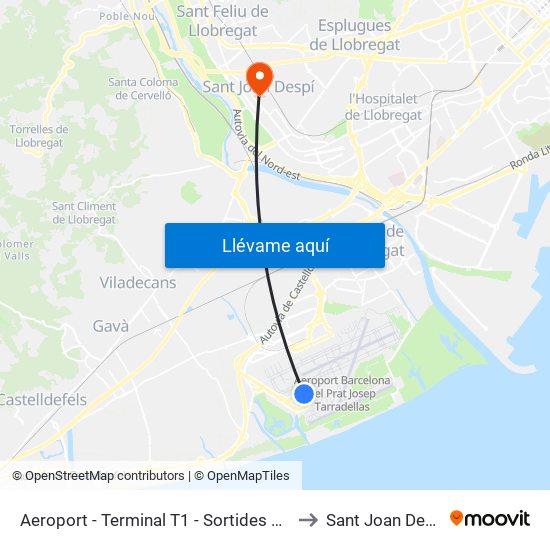 Aeroport - Terminal T1 - Sortides Vols to Sant Joan Despí map
