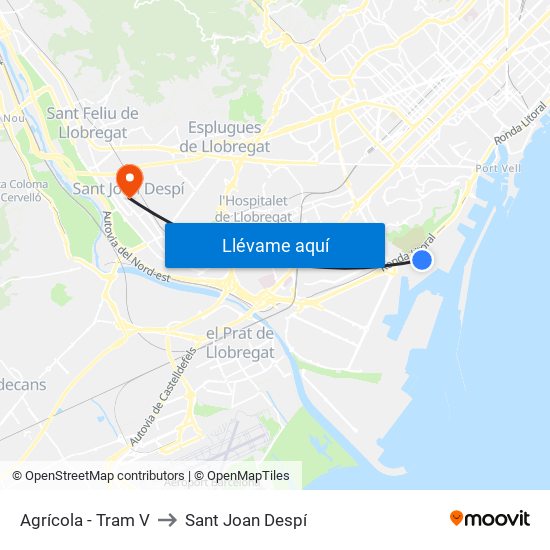 Agrícola - Tram V to Sant Joan Despí map