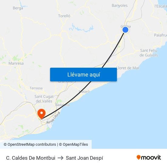 C. Caldes De Montbui to Sant Joan Despí map