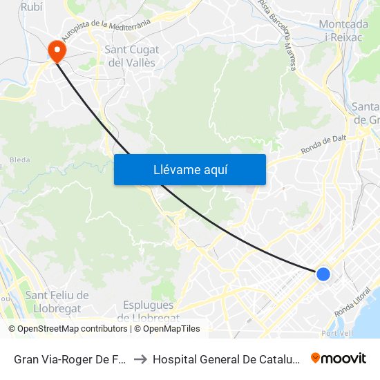Gran Via-Roger De Flor to Hospital General De Catalunya map