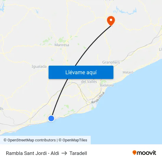 Rambla Sant Jordi - Aldi to Taradell map