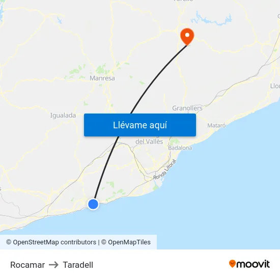 Rocamar to Taradell map