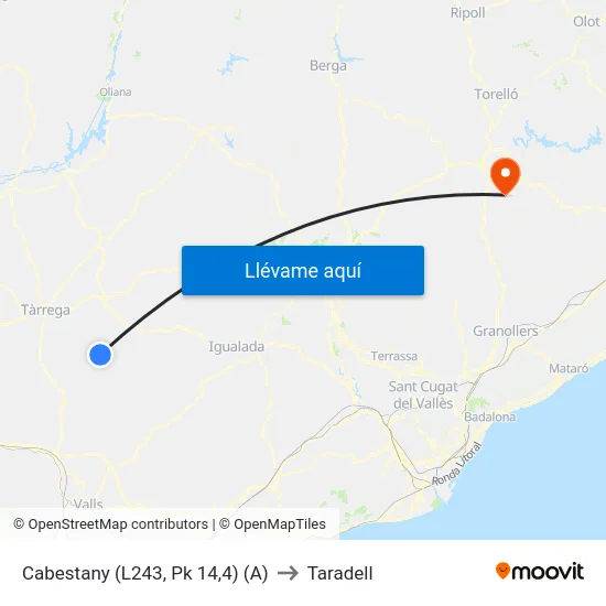 Cabestany (L243, Pk 14,4) (A) to Taradell map