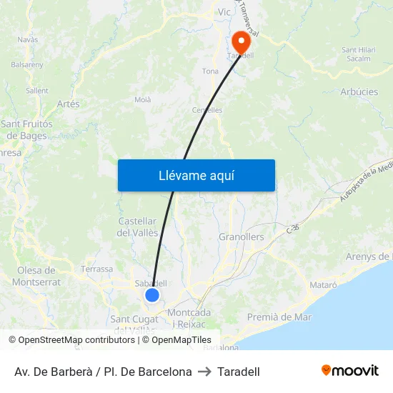 Av. De Barberà / Pl. De Barcelona to Taradell map