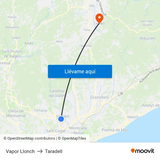 Vapor Llonch to Taradell map