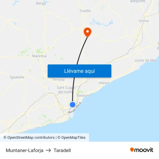 Muntaner-Laforja to Taradell map
