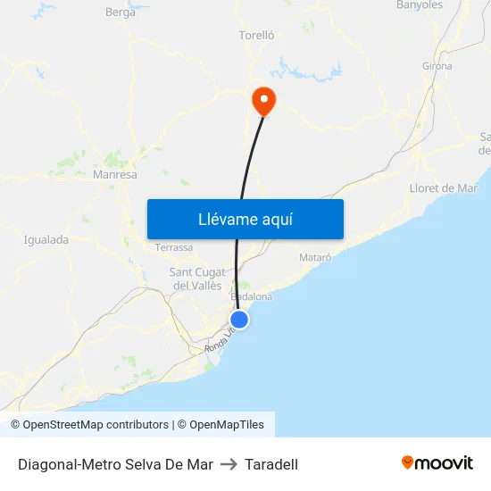 Diagonal-Metro Selva De Mar to Taradell map