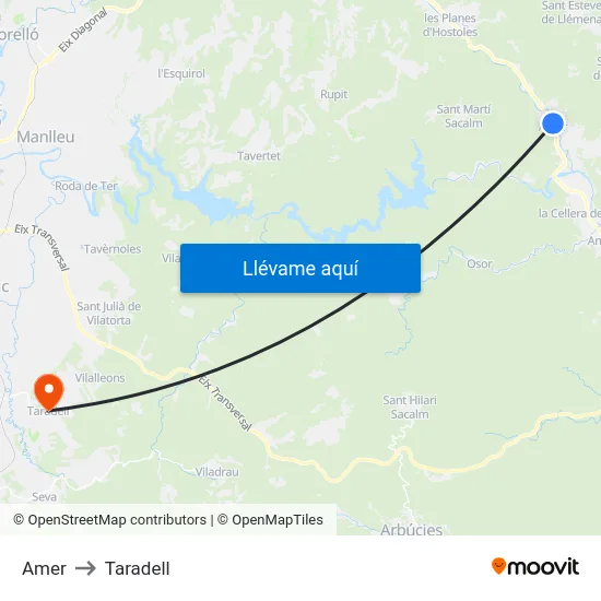 Amer to Taradell map
