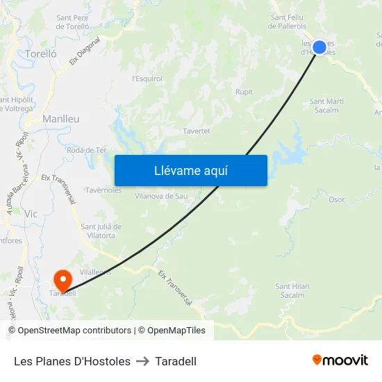Les Planes D'Hostoles to Taradell map