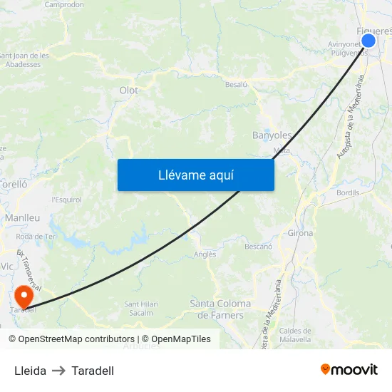 Lleida to Taradell map