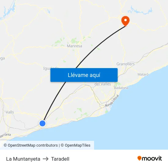 La Muntanyeta to Taradell map