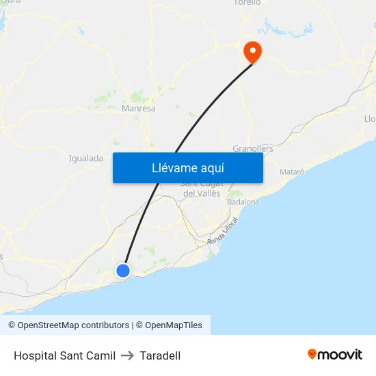 Hospital Sant Camil to Taradell map