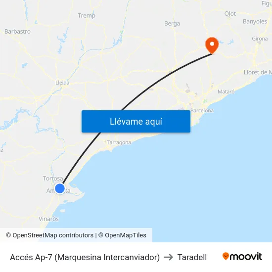 Accés Ap-7 (Marquesina Intercanviador) to Taradell map