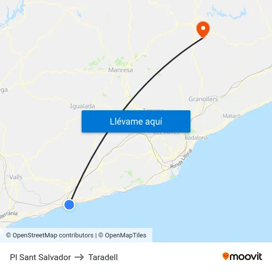 Pl Sant Salvador to Taradell map