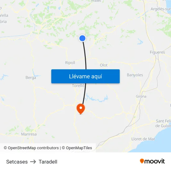 Setcases to Taradell map