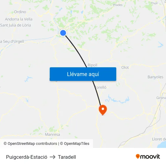Puigcerdà-Estació to Taradell map