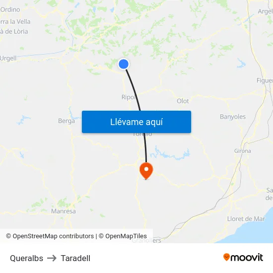 Queralbs to Taradell map
