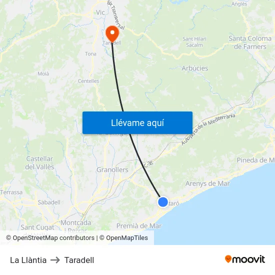La Llàntia to Taradell map