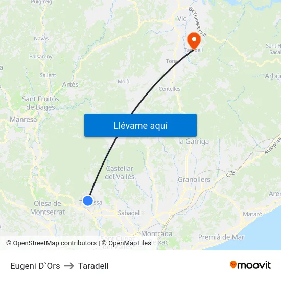 Eugeni D`Ors to Taradell map