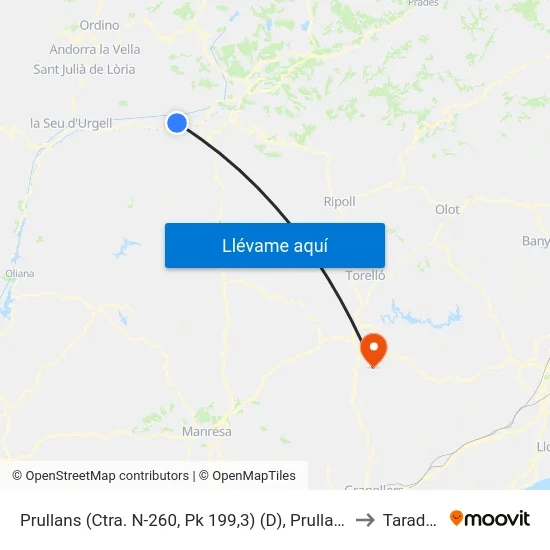 Prullans (Ctra. N-260, Pk 199,3) (D), Prullans to Taradell map