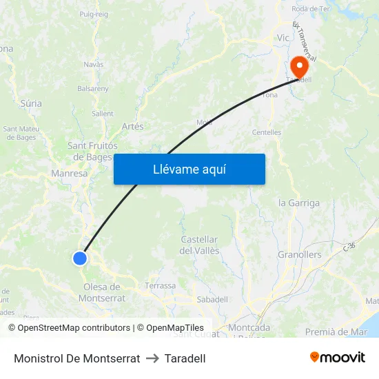 Monistrol De Montserrat to Taradell map