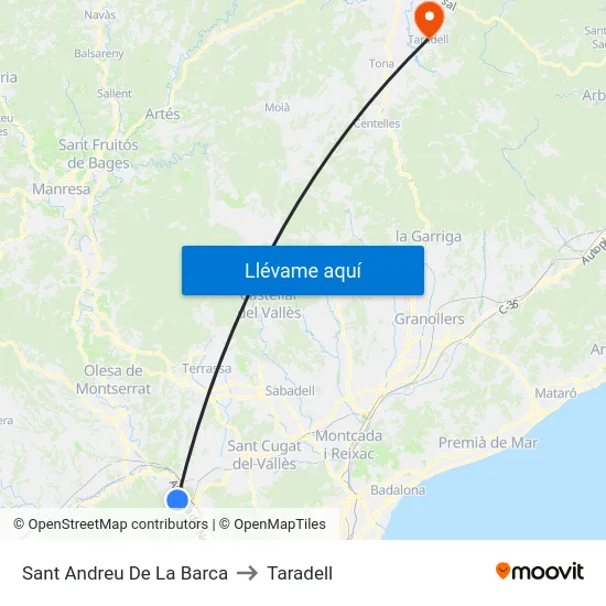 Sant Andreu De La Barca to Taradell map