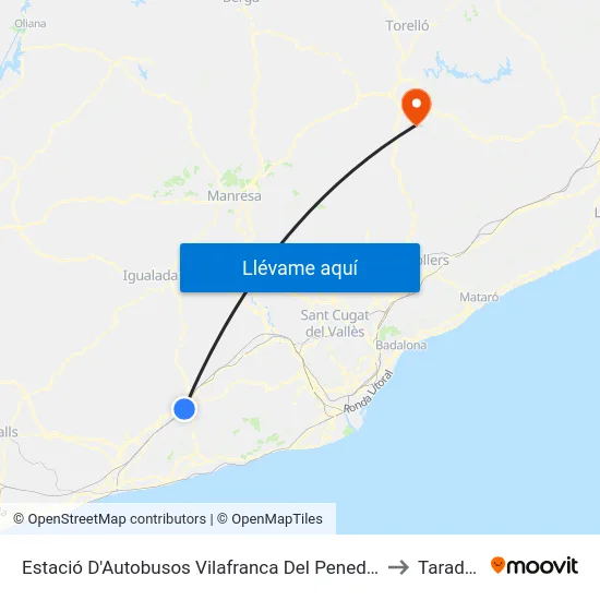 Estació D'Autobusos Vilafranca Del Penedès to Taradell map