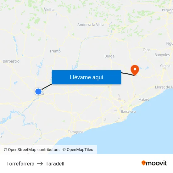 Torrefarrera to Taradell map