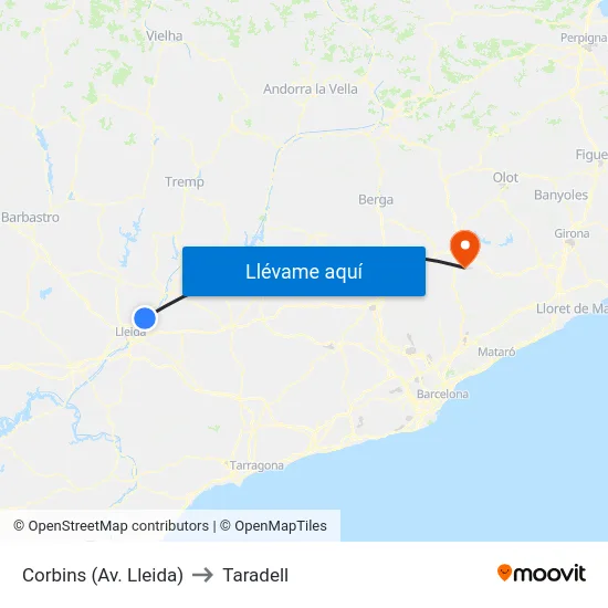 Corbins (Av. Lleida) to Taradell map