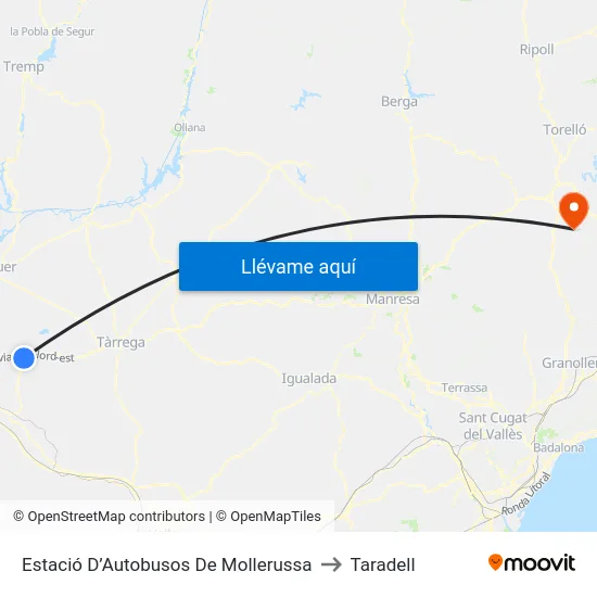 Estació D’Autobusos De Mollerussa to Taradell map