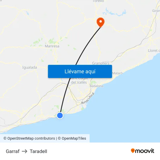 Garraf to Taradell map