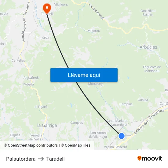 Palautordera to Taradell map