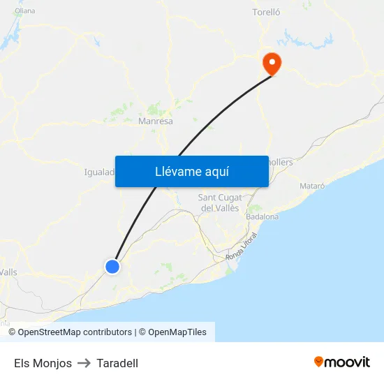 Els Monjos to Taradell map