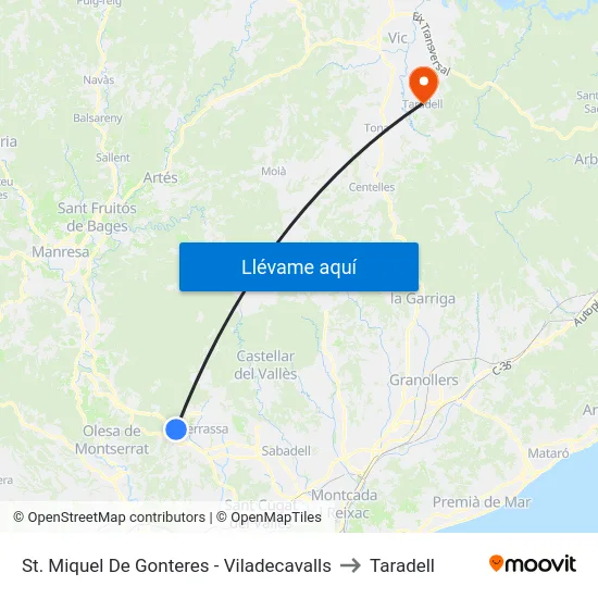 St. Miquel De Gonteres - Viladecavalls to Taradell map