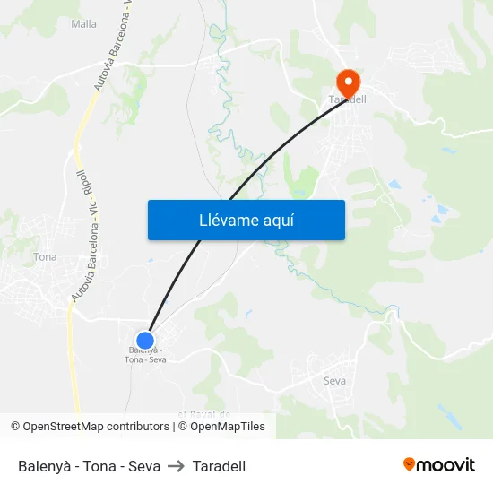 Balenyà - Tona - Seva to Taradell map