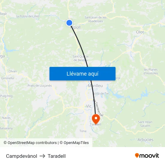 Campdevànol to Taradell map