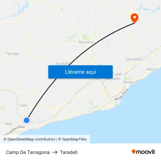 Camp De Tarragona to Taradell map