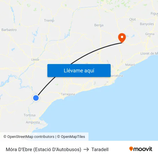Móra D’Ebre (Estació D’Autobusos) to Taradell map