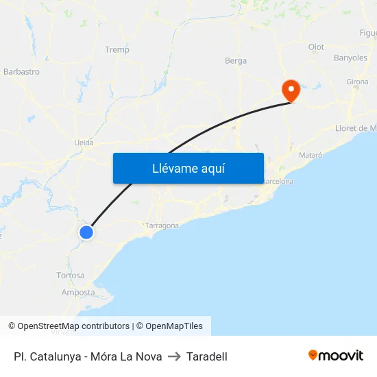 Pl. Catalunya - Móra La Nova to Taradell map