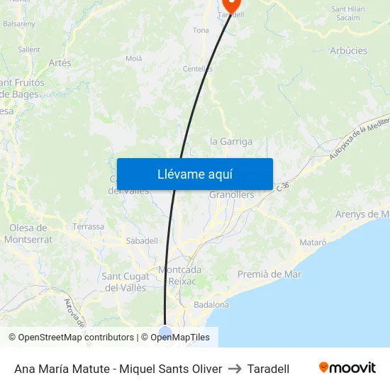 Ana María Matute - Miquel Sants Oliver to Taradell map