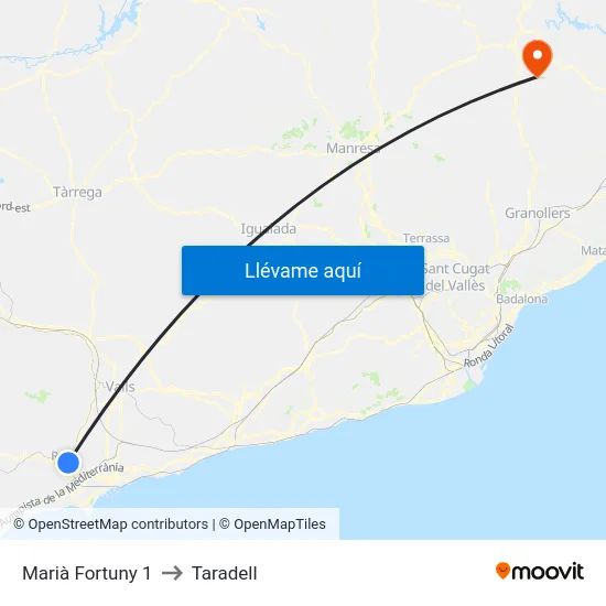 Marià Fortuny 1 to Taradell map