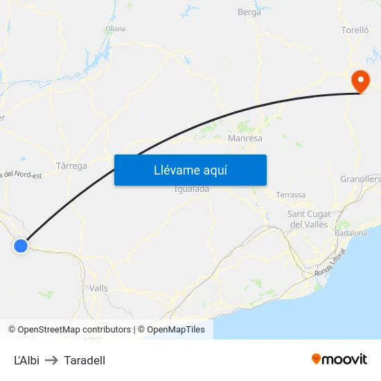L'Albi to Taradell map