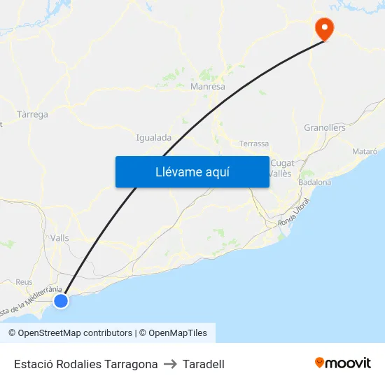 Estació Rodalies Tarragona to Taradell map