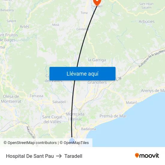 Hospital De Sant Pau to Taradell map