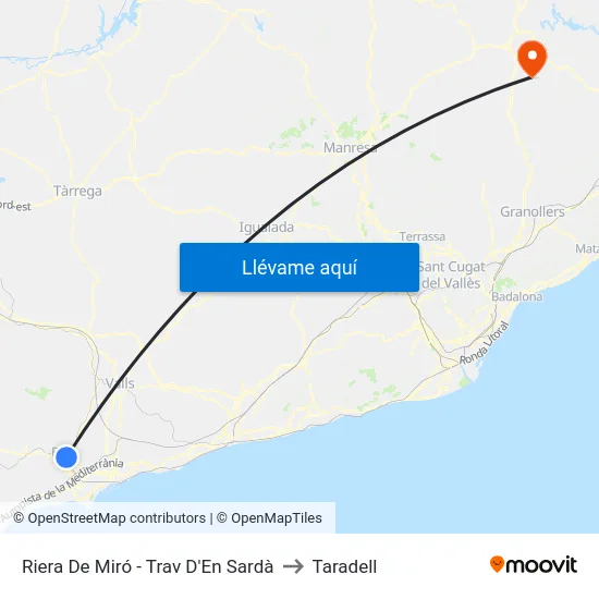 Riera De Miró - Trav D'En Sardà to Taradell map